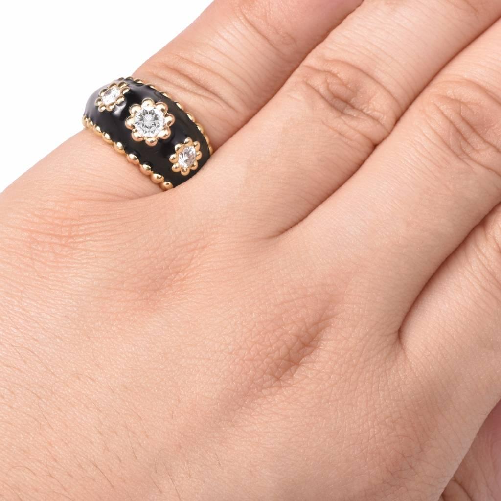 Chanel Vintage Diamond French Enamel Ring 1