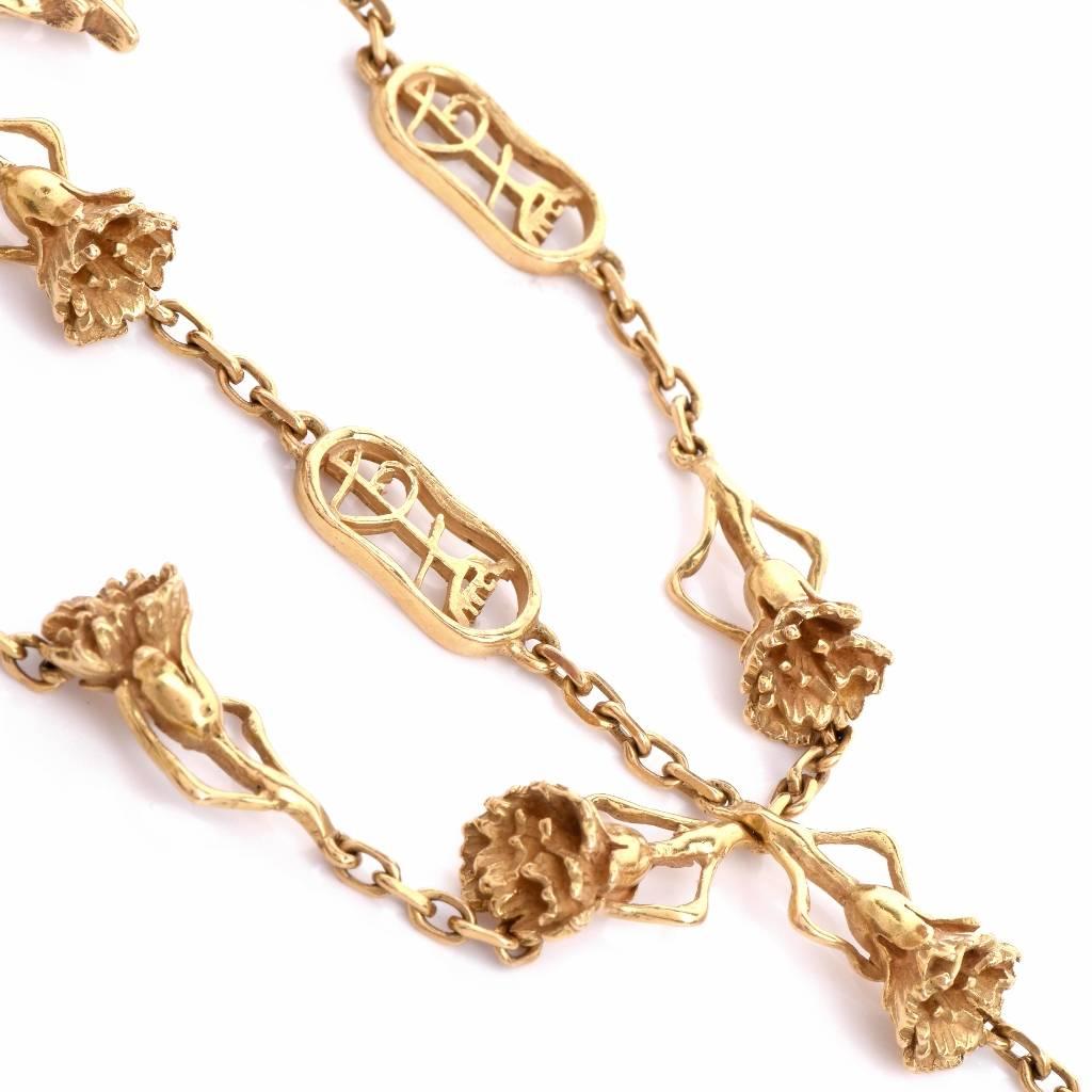 Salvador Dali's Limited Edition 18K / 750 Gold  Figurine Necklace Signed 