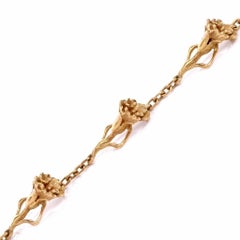 Salvador Dali Vintage 1970s Floral Decor Yellow Gold Bracelet