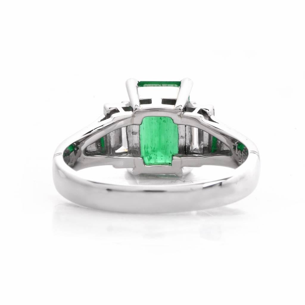 Three-Stone Diamond Colombian Emerald Ring 2