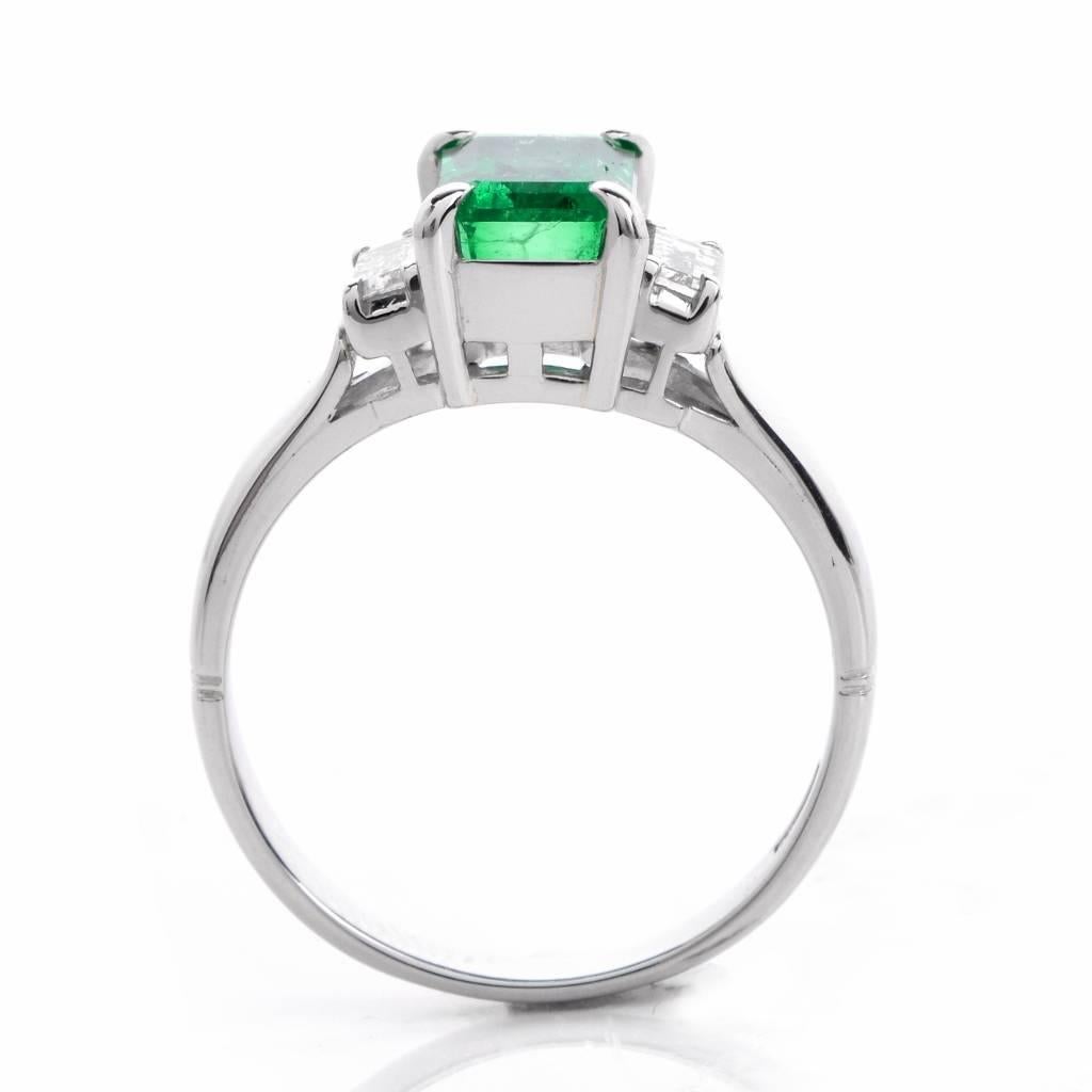 Three-Stone Diamond Colombian Emerald Ring 3