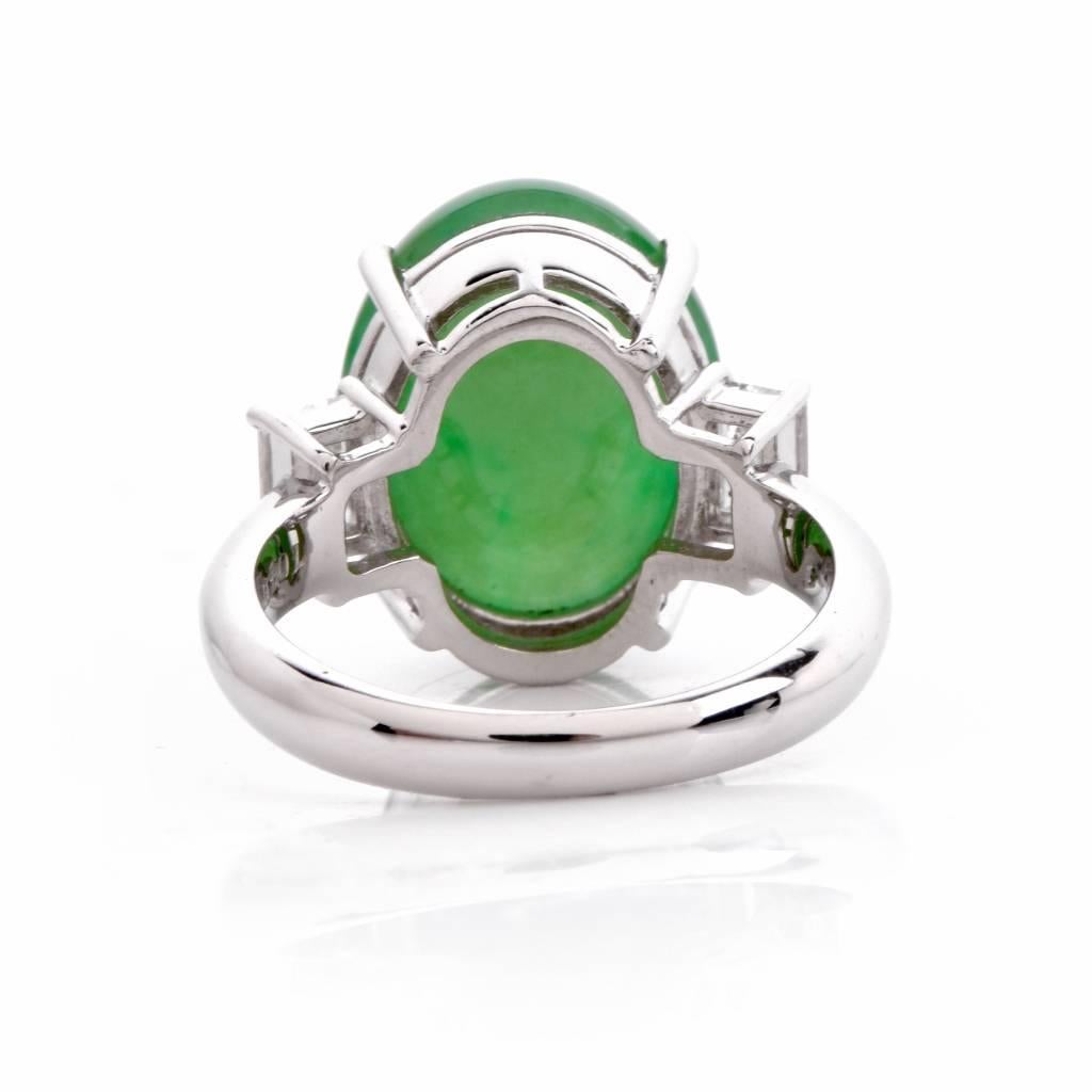 Classic Jade Platinum Three-Stone Diamond Ring 1