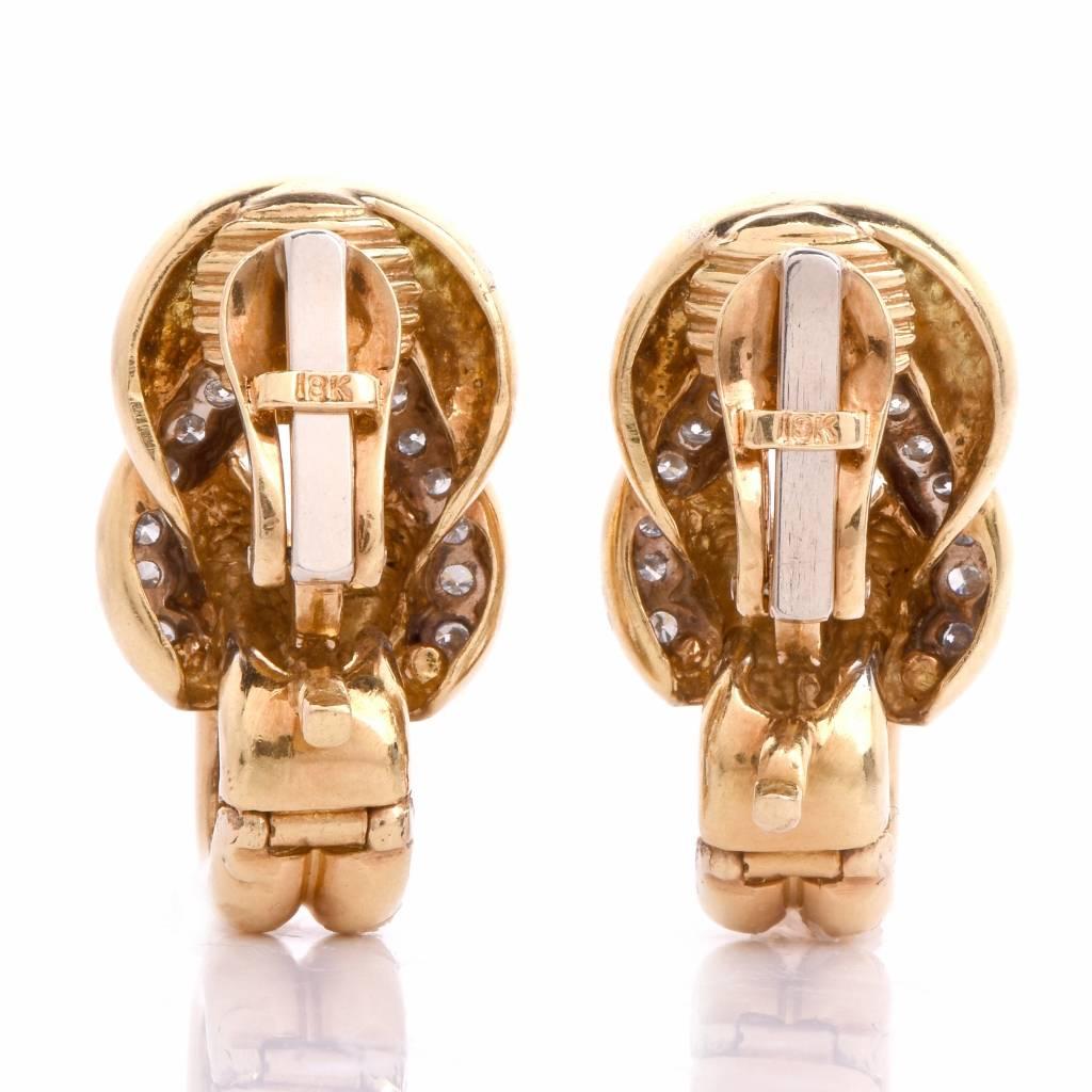 Women's Diamond Gold Clip-Back Earrings