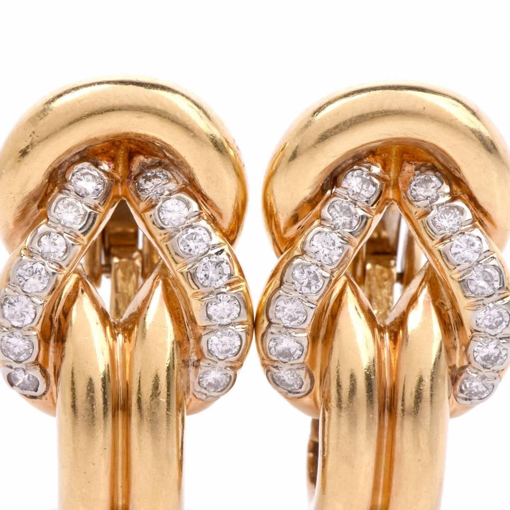 Diamond Gold Clip-Back Earrings 1