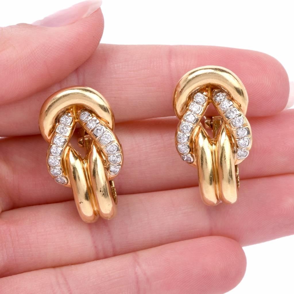 Diamond Gold Clip-Back Earrings 2