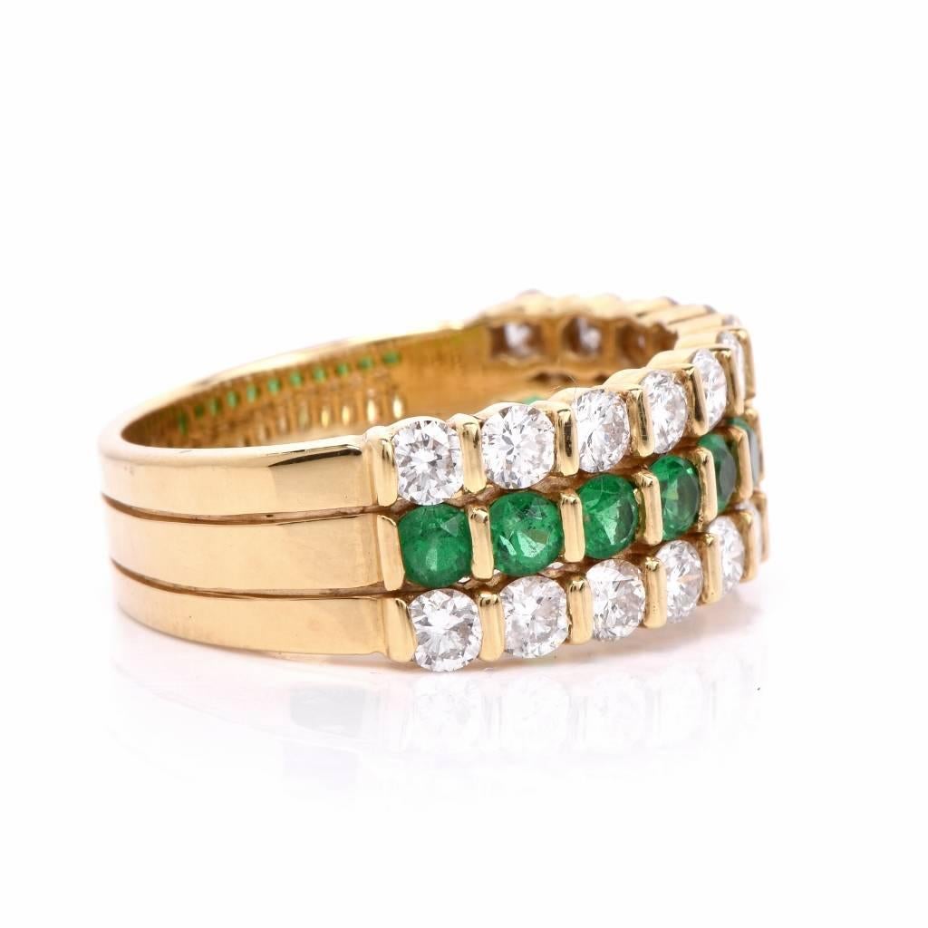 Gemlok Designer Diamond Emerald Band Ring 1