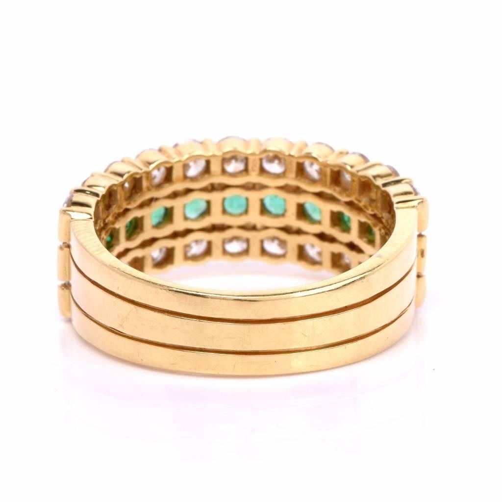 Gemlok Designer Diamond Emerald Band Ring 2