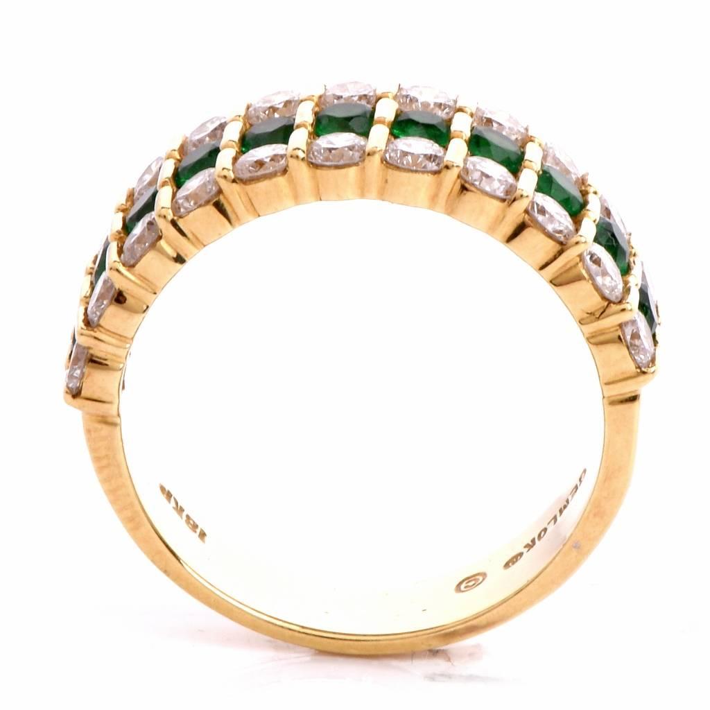 Gemlok Designer Diamond Emerald Band Ring 3