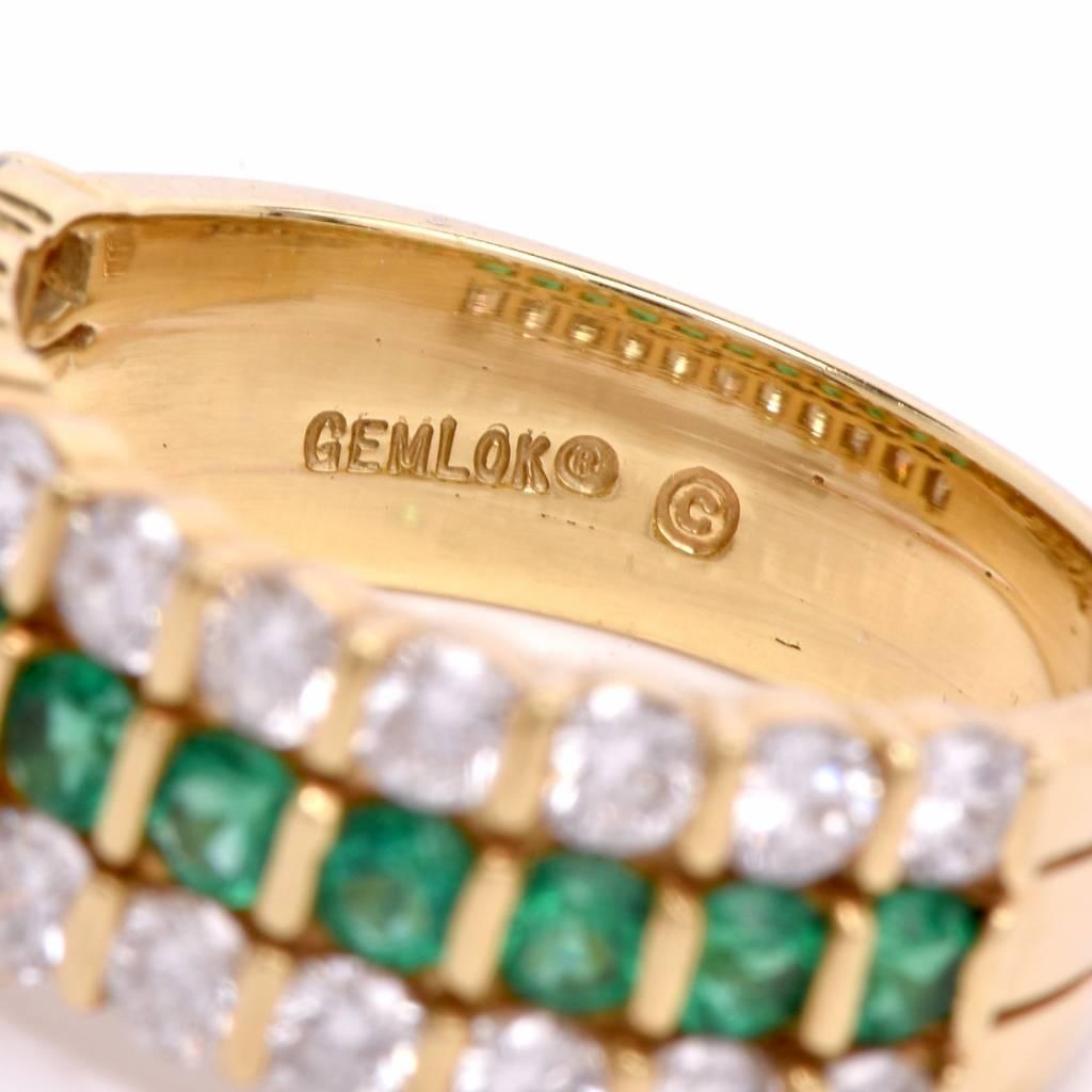 Gemlok Designer Diamond Emerald Band Ring 4