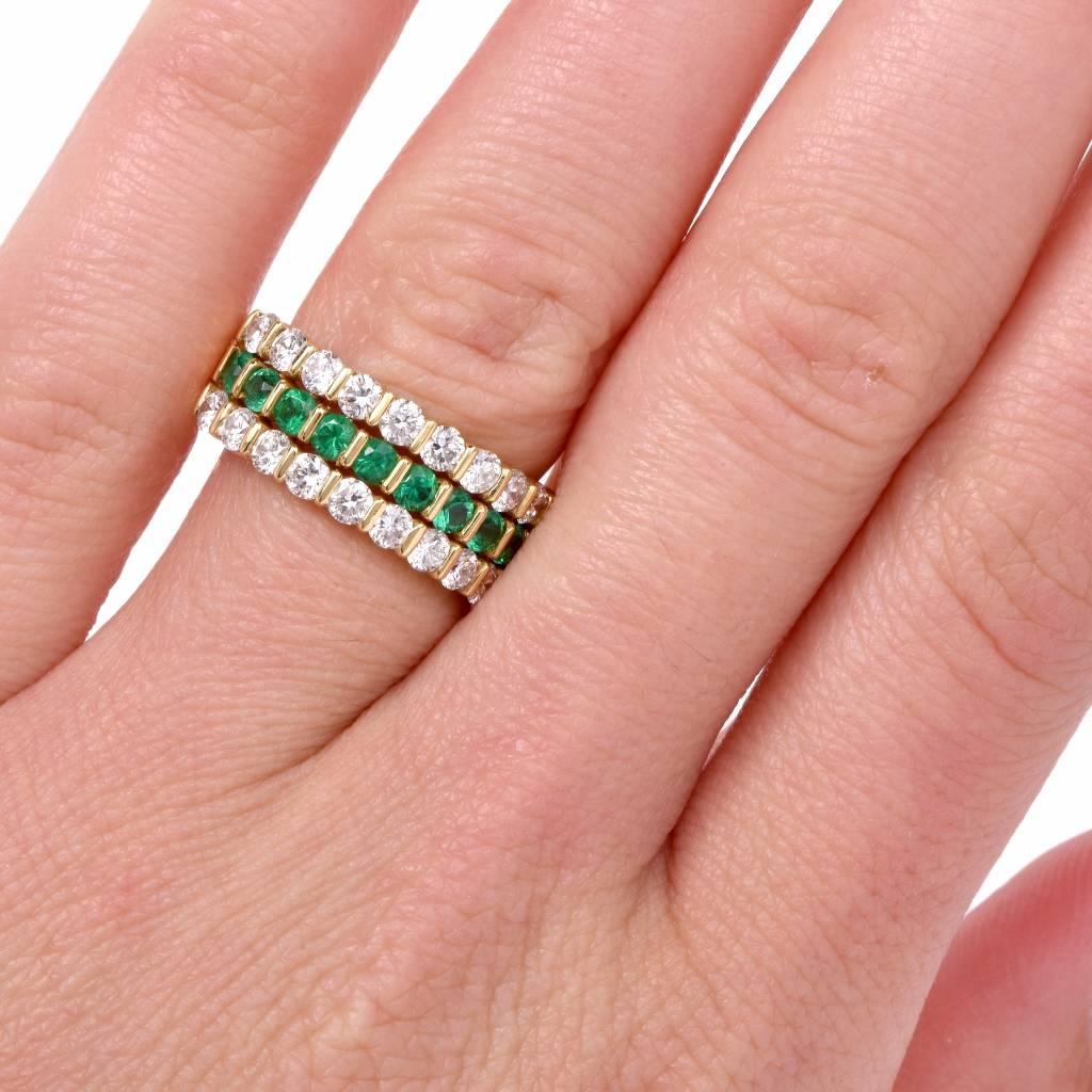 Women's Gemlok Designer Diamond Emerald Band Ring