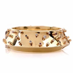 David Stern Diamond Gem Wide Gold Bangle Bracelet