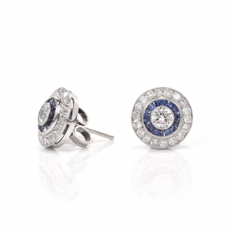 Sapphire Diamond Target Stud Earrings at 1stDibs target 14k gold earrings