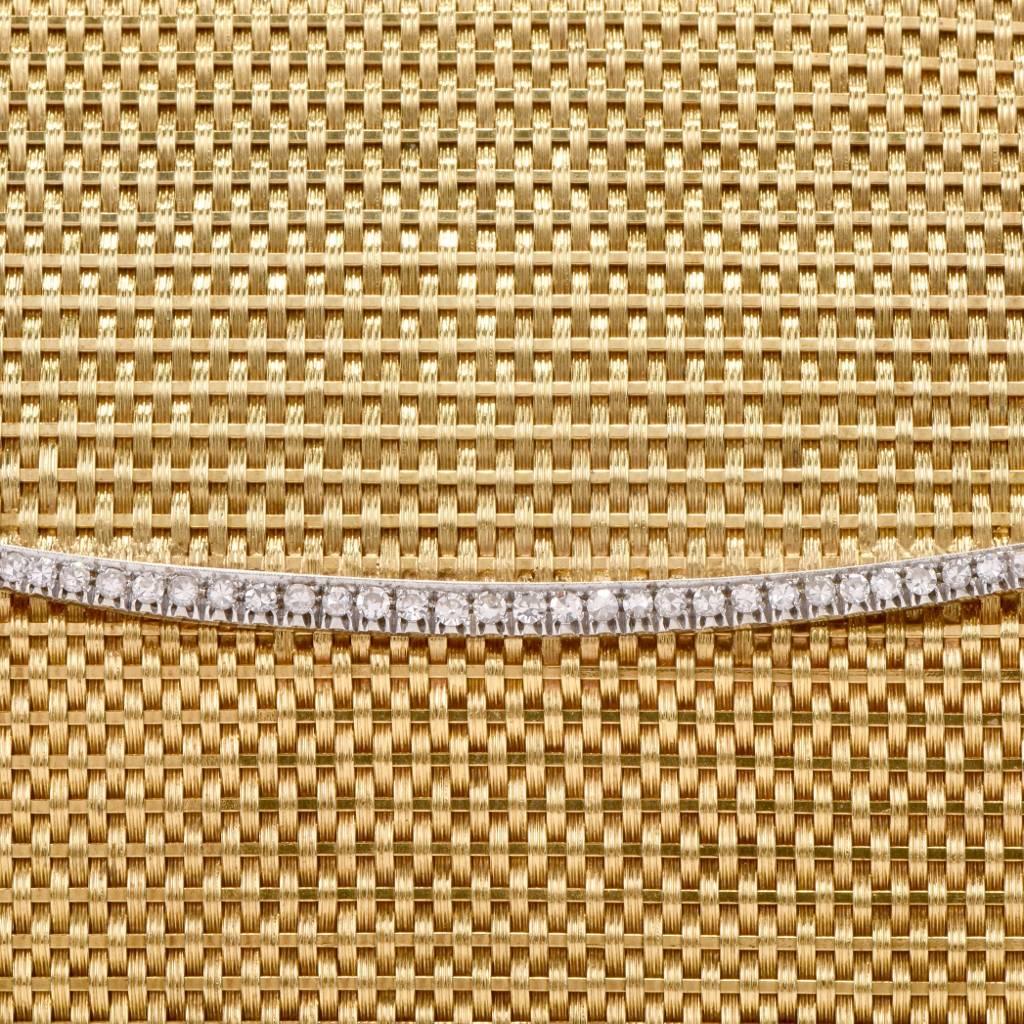 1960er Jahre Classic 18 Karat Mesh Gold und Diamant Clutch Handtasche im Zustand „Hervorragend“ im Angebot in Miami, FL