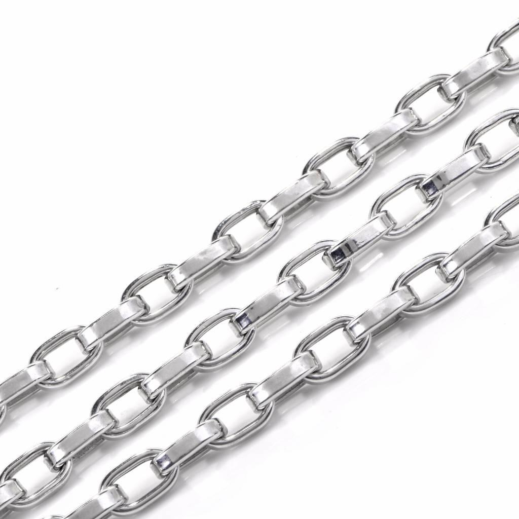 Italian High Polish White Gold Link Chain Necklace 1