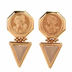 Roman Etruscan Revival Style Italian Yellow Gold Earrings