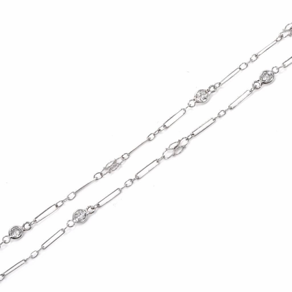 Art Deco Platinum Diamond Chain Cocker Necklace