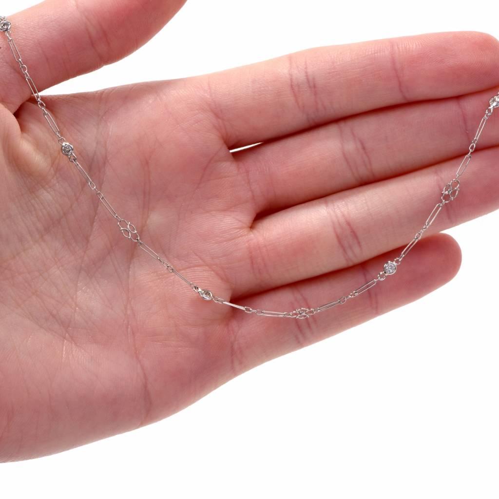 Women's Platinum Diamond Chain Cocker Necklace