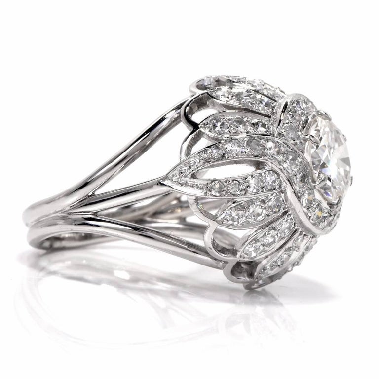 1960s Diamond Platinum Cocktail Dome Ring For Sale at 1stDibs