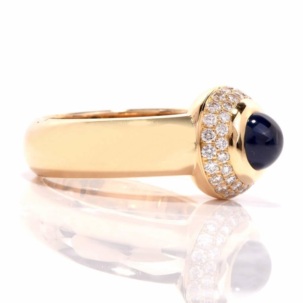 Modern 21st Century Chopard Sapphire Diamond Yellow Gold Love Ring Ref. 9683455
