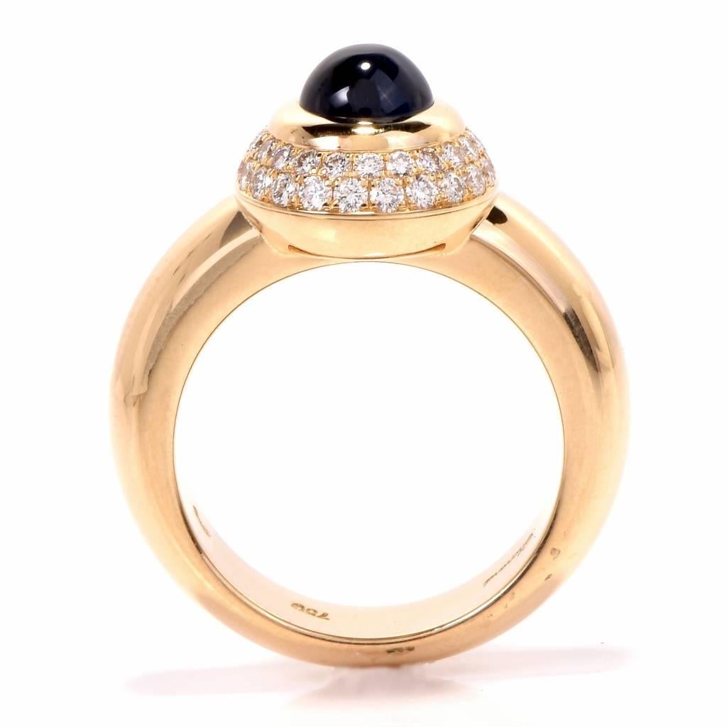 21st Century Chopard Sapphire Diamond Yellow Gold Love Ring Ref. 9683455 2