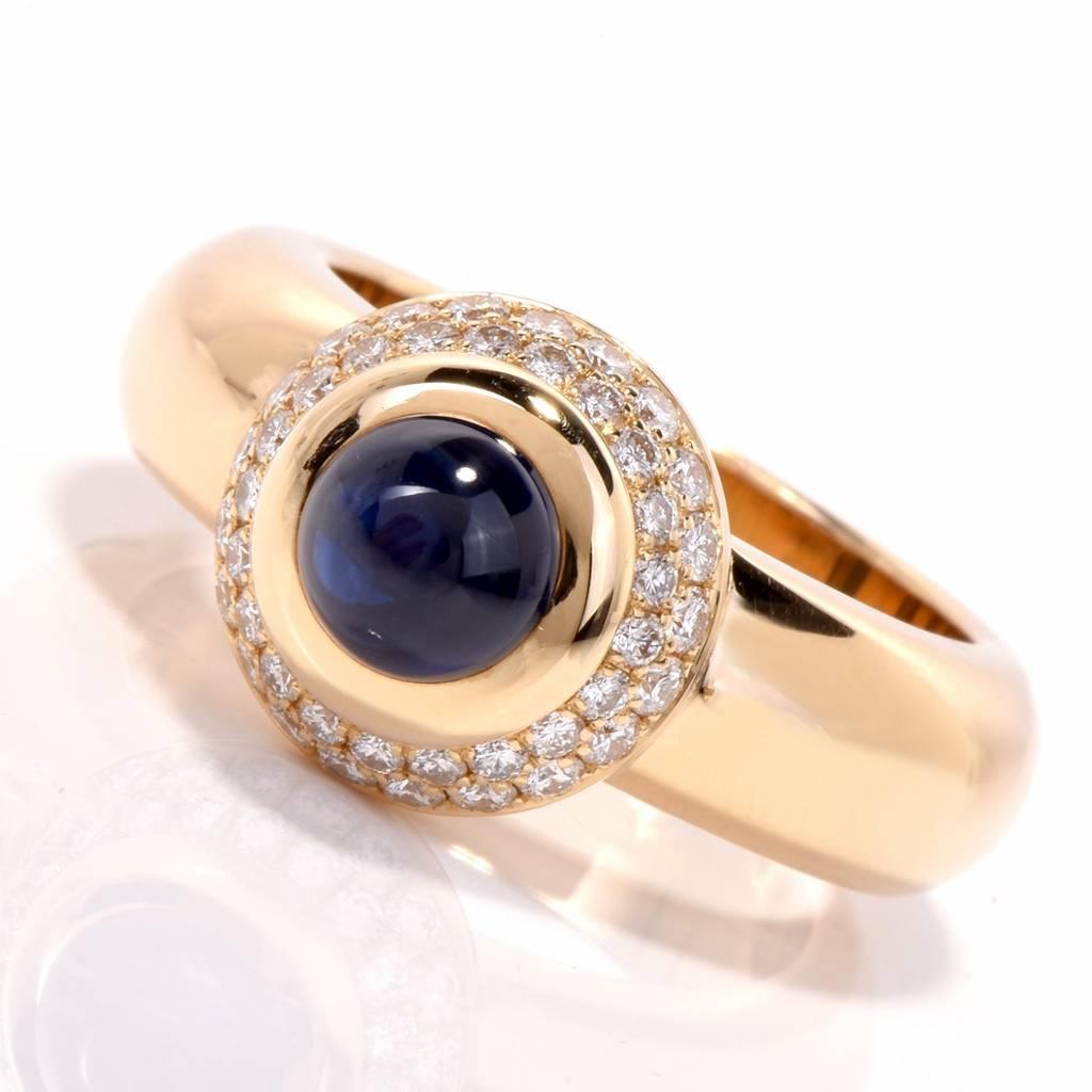 Women's 21st Century Chopard Sapphire Diamond Yellow Gold Love Ring Ref. 9683455