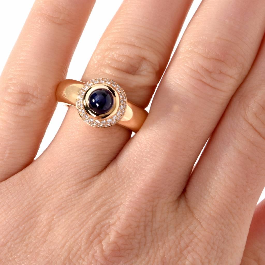 21st Century Chopard Sapphire Diamond Yellow Gold Love Ring Ref. 9683455 3