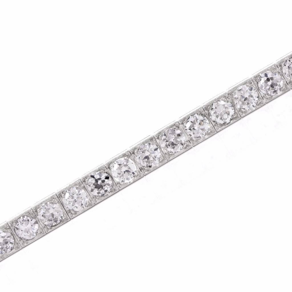 Round Cut Vintage Deco 7.50 Carat Diamond Platinum Line Bracelet