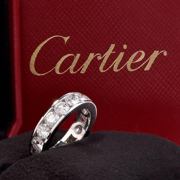 Cartier Diamond Platinum Wedding Band Ring For Sale at 1stDibs