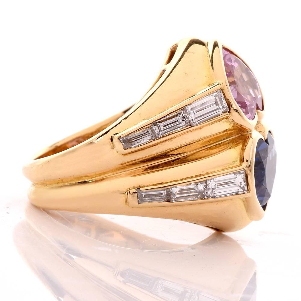 Bvlgari Natural No-Heat Heart-Shape Sapphires and Diamond Gold Ring 3