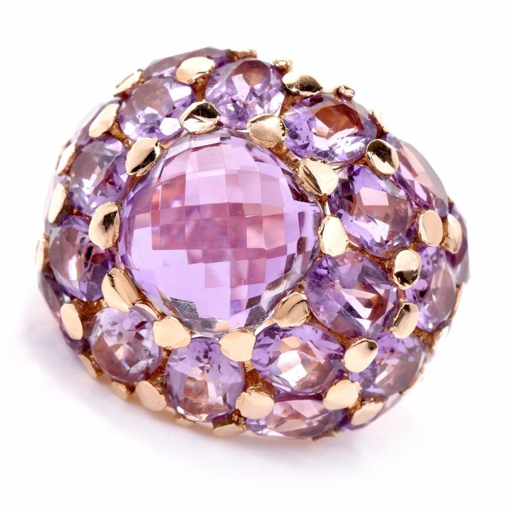 21st Century Amethyst 18 Karat Gold Dome Cluster Ring In Excellent Condition In Miami, FL