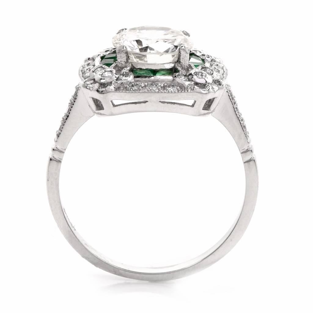  Diamond Emerald Platinum Engagement Ring 1