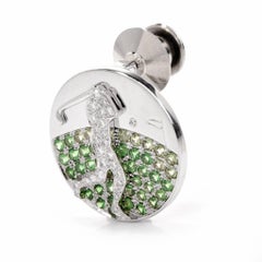 Van Cleef & Arpels Gold Diamond Tsavorite Golffer Motif  Men's Jacket VCA Pin