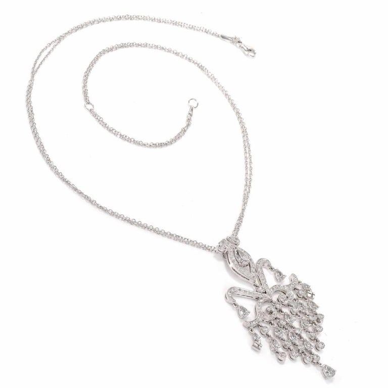 Edwardian Style Diamond 18 Karat Gold Chandelier Pendant Necklace Edwardian Style Diamond 18 Karat Gold Chandelier Pendant Necklace For 1