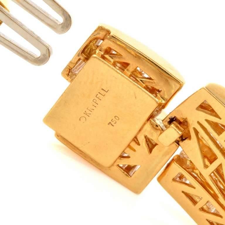 Baguette Cut 1980s Charles Ckrypell Baguette Diamond Yellow Gold Chocker Necklace