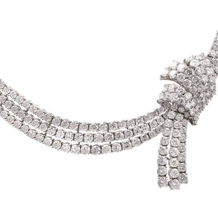 Stunning Diamond Platinum Riviere Ribbon Necklace 1