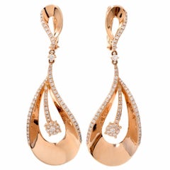 21st Century  Rose Gold Diamond Pendant Dangle Earrings