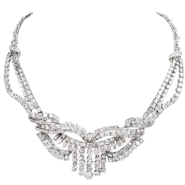1950s 65.00-Carats Diamond Platinum Necklace