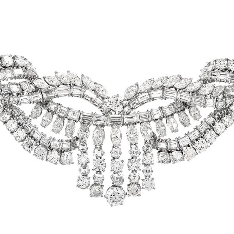 1950s 65.00-Carats Diamond Platinum Necklace 1
