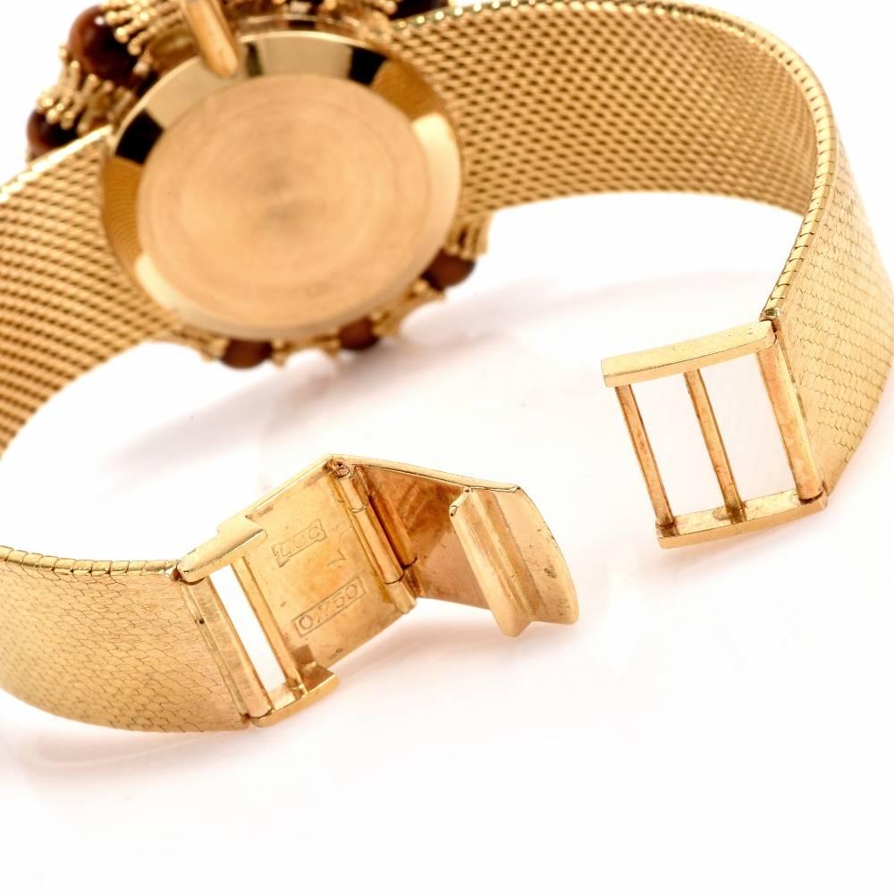 Art Nouveau Chopard Ladies Yellow Gold Tiger Eye Dial mechanical Wristwatch, 1970s