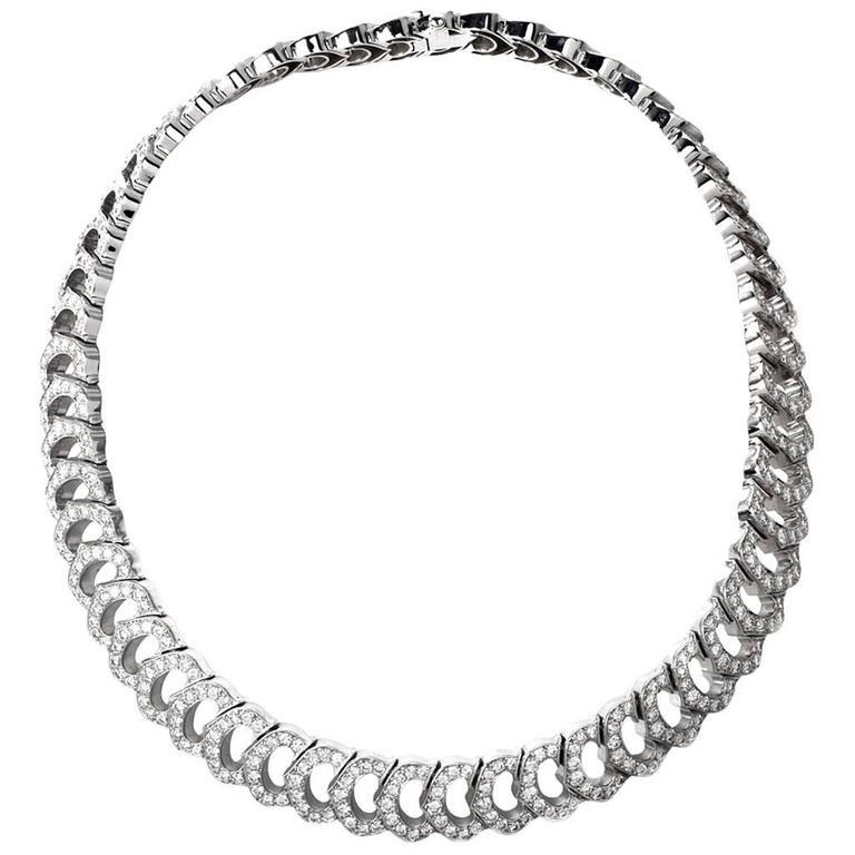 Cartier "C de Cartier" French White Gold Diamond Necklace