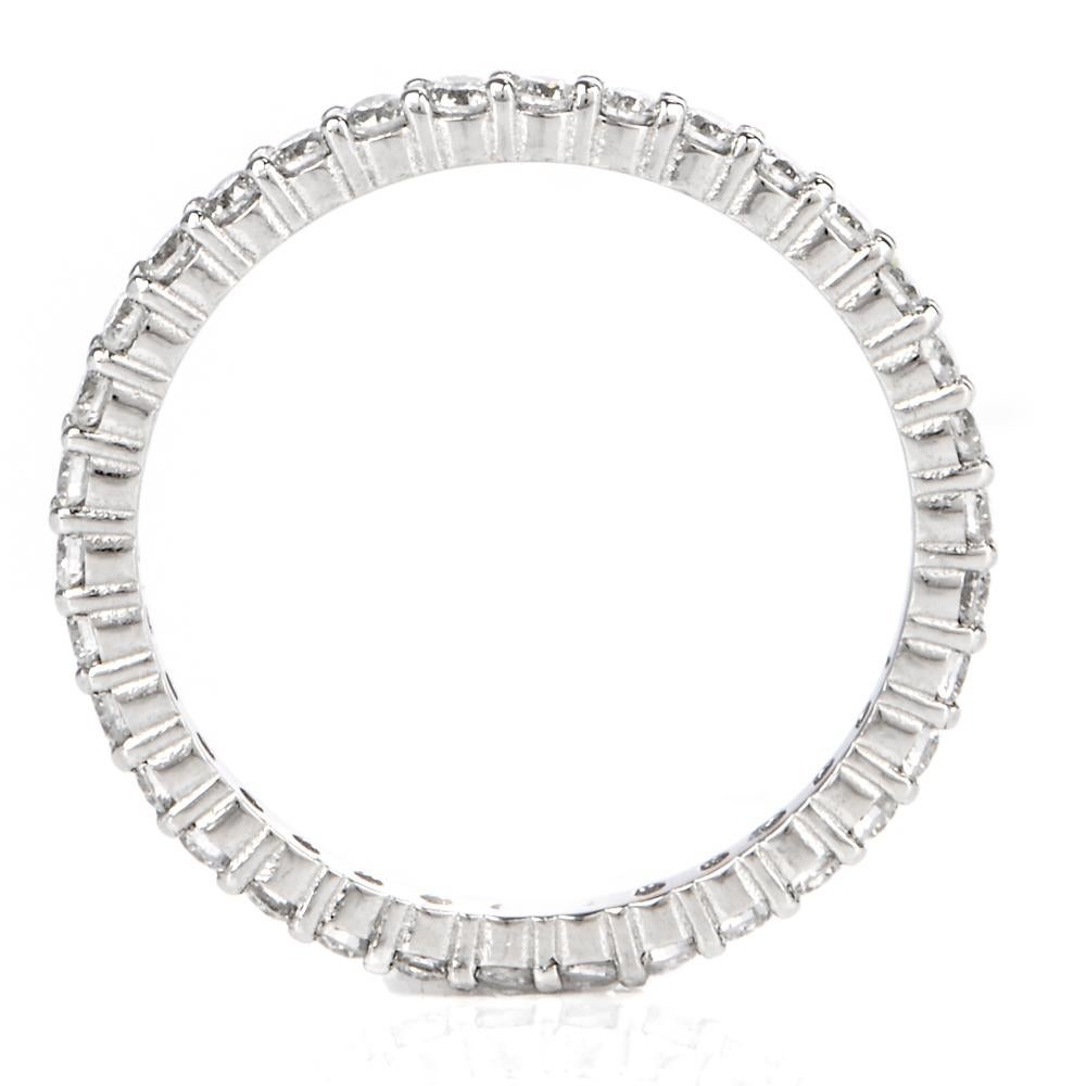Women's or Men's Modern Diamond Platinum Eternity Wedding Band Ring