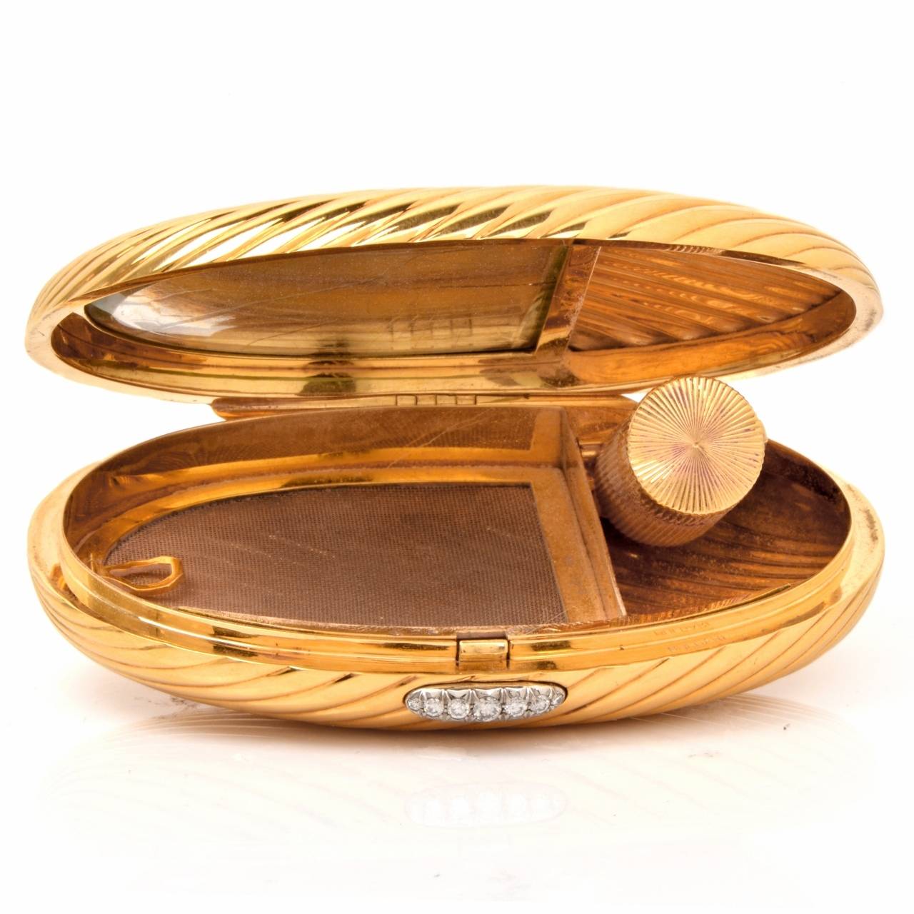 Women's Bulgari Diamond Gold Compact Box