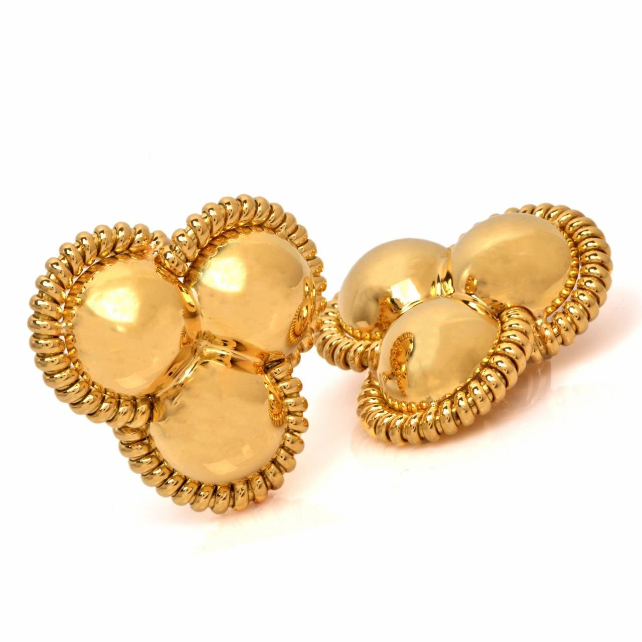Italian Gold Clip Post Earrings For Sale at 1stdibs