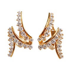 Kurt Wayne Diamond Gold Clipback Earrings