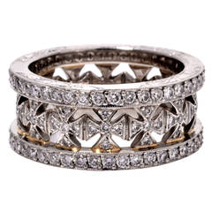 Beaudry Diamond Platinum Wide Eternity Band Ring