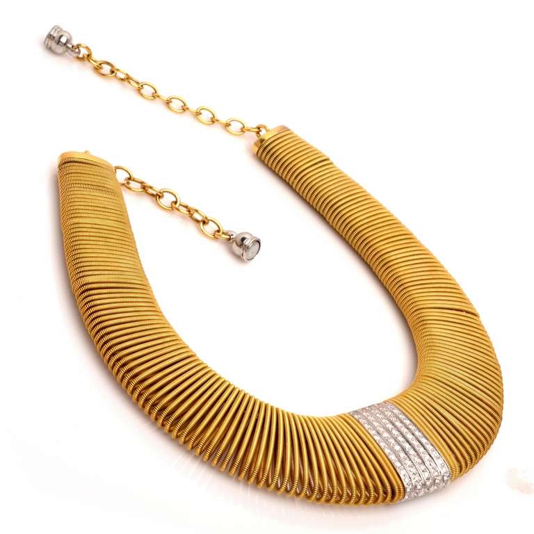 Women's Retro Diamond Gold Wide Snake Mesh Necklace
