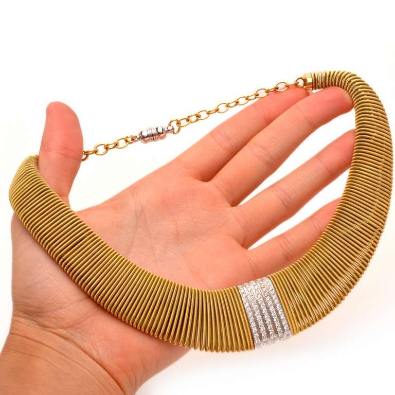 Retro Diamond Gold Wide Snake Mesh Necklace 4
