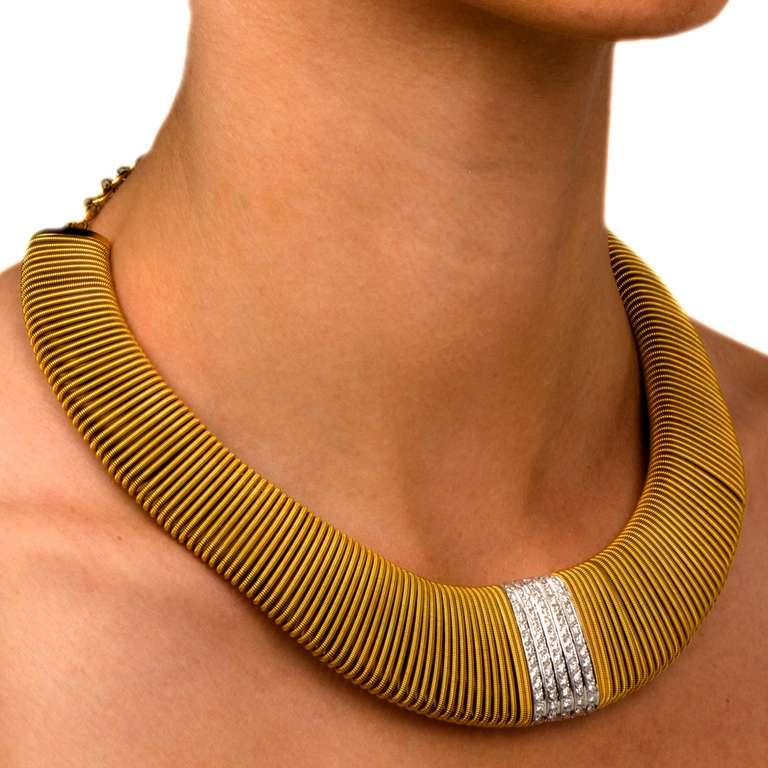 Retro Diamond Gold Wide Snake Mesh Necklace 6