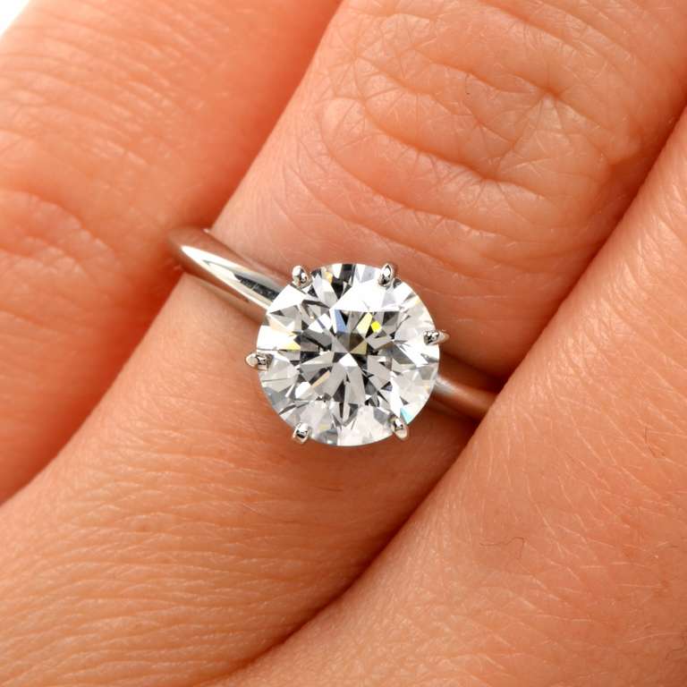 Tiffany & Co. Diamond Solitare Platinum Engagement Ring 1