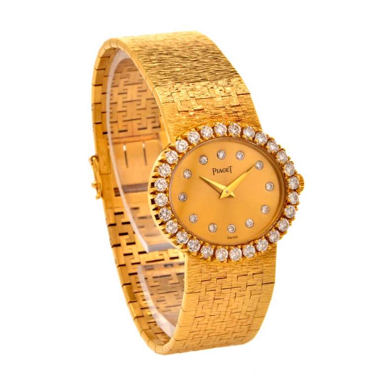 Piaget Lady's Yellow Gold and Diamond Bracelet Watch 1